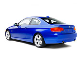 AUT 01 RK0282 01
2007 BMW 335i Coupe Blue 3/4 Rear View On White Seamless Studio