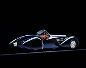 AUT 02 RK0041 06
1938 Bugatti Type 57SC Dark Blue 3/4 Rear View On Gray  Line Studio