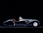 AUT 02 RK0043 07
1938 Bugatti Type 57SC Black Profile View On Gray Line Studio