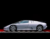 AUT 02 RK0065 05
1994 Bugatti EB110 SS Silver Profile On Checkered Line Red Floor Studio