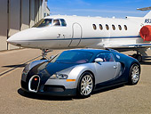 AUT 02 RK0086 02
2007 Bugatti Veyron Silver And Blue 3/4 Front By Airplane