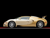 AUT 02 RK0120 01
2008 Bugatti Veyron 16.4 Grand Sport Roadster Gold And White Profile View Studio