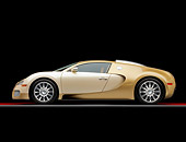 AUT 02 RK0121 01
2008 Bugatti Veyron 16.4 Grand Sport Roadster Gold And White Profile View Studio