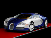 AUT 02 RK0125 01
2008 Bugatti Veyron 16.4 Grand Sport Roadster Blue And Silver 3/4 Front View Studio