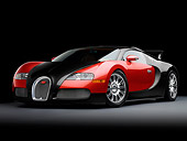 AUT 02 RK0128 01
2008 Bugatti Veyron 16.4 Grand Sport Roadster Red And Black 3/4 Front View Studio