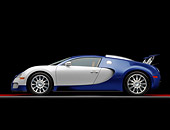 AUT 02 RK0130 01
2008 Bugatti Veyron 16.4 Grand Sport Roadster Blue And Silver Profile View Studio