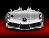AUT 05 BK0003 01
2009 Mercedes-Benz McLaren SLR Stirling Moss Roadster Silver Front View In Studio
