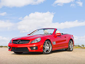 AUT 05 RK0613 01
2010 Mercedes-Benz SL500 Convertible Red 3/4 Front View On Gravel