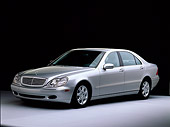 AUT 05 RK0168 01
2000 Mercedes Benz S430 Sedan Silver 3/4 Front View On White Floor Studio