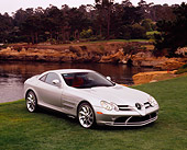 AUT 05 RK0364 06
2005 Mercedes-Benz SLR McLaren Silver 3/4 Front View On Grass By Water