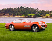 AUT 09 BK0012 01
1954 Pontiac Bonneville Special Red Concept 3/4 Front View On Grass By Ocean