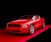 AUT 09 RK0677 15
Ford Mustang GT Convertible Red 3/4 Front View On Red Floor Studio