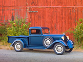 AUT 14 RK1570 01
1932 Dodge Pickup Truck Green 3/4 Front View On Gravel By Barn