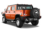 AUT 14 IZ0043 01
2008 Hummer H2 SUT Orange 3/4 Rear View Studio