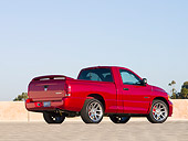 AUT 14 RK1177 01
2006 Dodge Ram SRT-10 Pick Up Truck Red Low 3/4 Rear View On Pavement
