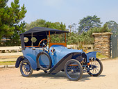 AUT 17 BK0001 01
1914 Peugeot B�b� Type BP1 Blue 3/4 Front View On Dirt By Fence And Trees