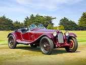 AUT 19 BK0001 01
1931 Alfa Romeo 6C 1750 Gran Sport Maroon 3/4 Front View On Grass By Trees