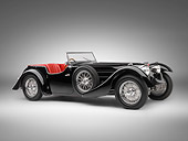 AUT 19 RK0810 01
1938 Bugatti Type 57SC Corsica Convertible Black 3/4 Side View On White Seamless