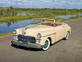 AUT 20 RK0472 01
1949 Dodge Wayfarer Roadster Cream 3/4 Front View On Road By Marsh