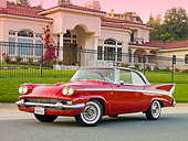 AUT 21 RK2459 01
1958 Packard Red 3/4 Front View On Pavement By House