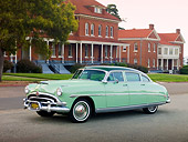 AUT 21 RK2732 01
1953 Hudson Hornet Green 3/4 Front View On Pavement By Brick Buildings