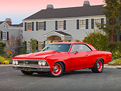 AUT 22 RK3076 01
1966 Chevrolet Chevelle Red 3/4 Front View On Pavement By House