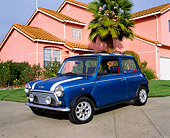 AUT 22 RK1624 03
1969 Austin Mini Cooper Blue And White Low 3/4 Front View On Pavement