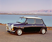 AUT 22 RK2256 04
1962 Austin Mini Cooper Blue Dark Pearl 3/4 Side View On Pavement By Water
