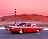 AUT 22 RK2301 01
1968 Dodge, Charger, Hemi Orange, 3/4 Rear On Pavement By Dry Hills At Dusk