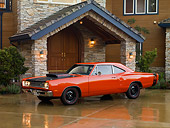 AUT 22 RK2565 01
1969 Dodge Super Bee Orange 3/4 Front View On Driveway