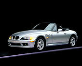 AUT 25 RK0298 05
1996 BMW Z3 Convertible Silver 3/4 Front View On Purple Line Studio