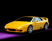 AUT 25 RK0436 07
1997 Lotus Esprit V8 Yellow Front 3/4 View On Purple Floor Studio