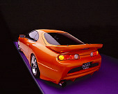 AUT 25 RK1269 09
1995 Toyota Supra Custom Orange And Black 3/4 Rear View Wide Angle Studio