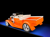 AUT 26 RK2836 01
1931 Ford Model A Roadster Pickup Truck Hot Rod Orange And Cream 3/4 Rear View Studio
