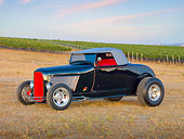 AUT 26 RK2842 01
1929 Ford Roadster Hot Rod Black 3/4 Front View On Dry Grass