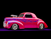AUT 26 RK2870 01
1941 Willys Coupe Hot Rod Raspberry 3/4 Front View Studio