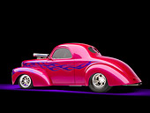 AUT 26 RK2871 01
1941 Willys Coupe Hot Rod Raspberry 3/4 Rear View Studio