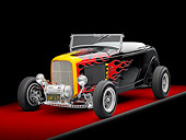 AUT 26 RK2874 01
1932 Ford Roadster Hot Rod Black With Flames 3/4 Front View Studio