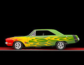 AUT 26 RK2881 01
1970 Dodge Dart Hot Rod Red, Yellow, Green Profile View Studio