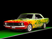 AUT 26 RK2883 01
1970 Dodge Dart Hot Rod Red, Yellow, Green 3/4 Front View Studio