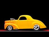 AUT 26 RK1230 01
1941 Willys Coupe Yellow With Flames Profile View Studio