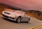 AUT 29 RK0630 20
2003 Mercedes Benz SL55 AMG Roadster Silver 3/4 Front View On Road In Motion Filtered