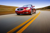 AUT 29 RK1017 01
2006 Lexus SC430 Convertible Red Low 3/4 Front View On Road In Motion