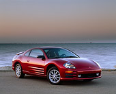 AUT 33 RK0036 03
2000 Mitsubishi Eclipse GT Red 3/4 Front View On Pavement By Water