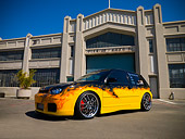 AUT 38 RK1880 01
2003 Volkswagen GTI 20th Anniversary Yellow With Flames Low 3/4 Side View On Pavement