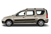 AUT 44 IZ0323 01
2009 Dacia Logan Laureate Minivan Bronze Profile View On White Seamless