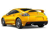 AUT 44 IZ0043 01
2009 Mitsubishi Eclipse GT Coupe Yellow 3/4 Rear View Studio