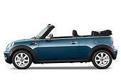 AUT 45 IZ0185 01
2010 Mini Cooper Convertible Blue Profile View On White Seamless