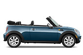 AUT 45 IZ0186 01
2010 Mini Cooper Convertible Blue Profile View On White Seamless