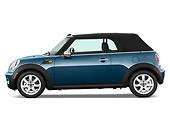 AUT 45 IZ0187 01
2010 Mini Cooper Convertible Blue Profile View On White Seamless